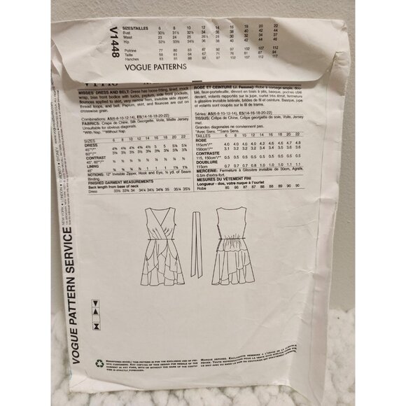 DKNY Dress Sewing Pattern V1448 • Vogue Designer Pattern • Sleeveless Wrap - Picture 8 of 13